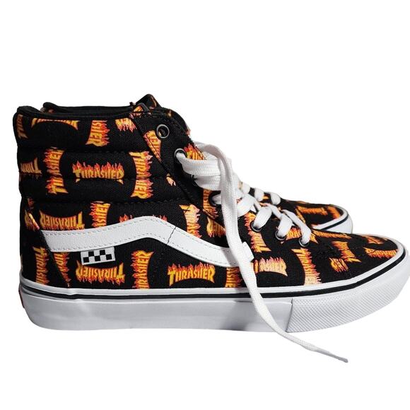 Vans x Thrasher Mens Skate Sk8-Hi Black Hightop Canvas Shoes Size 10 NWT - Picture 2 of 4